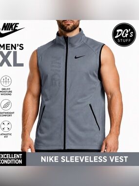 Nike Men’s Sleeveless Vest Jacket - Gray with Black Accents
